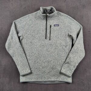 Patagonia Better Sweater 1/4 Zip Pullover Mens Medium Stonewash Gray 25522 Logo